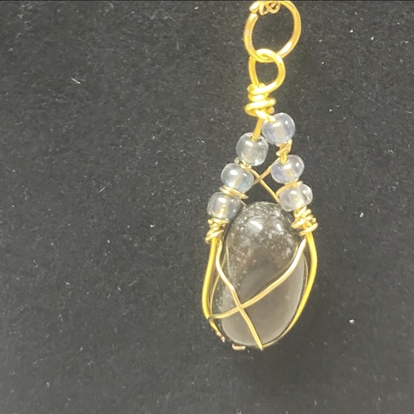 Gold Wire and Black Lotus Bud Tourmaline Stone Necklace - Picture 3 of 8